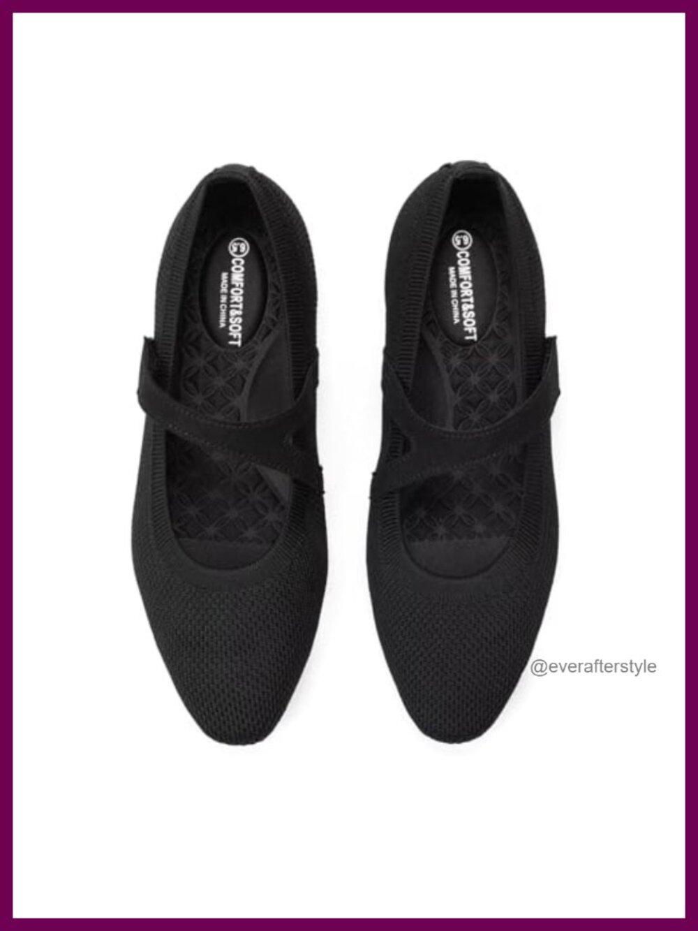 Women's Knitted Mary Jane Flats Square Toe Suede Strap Casual Work Shoes